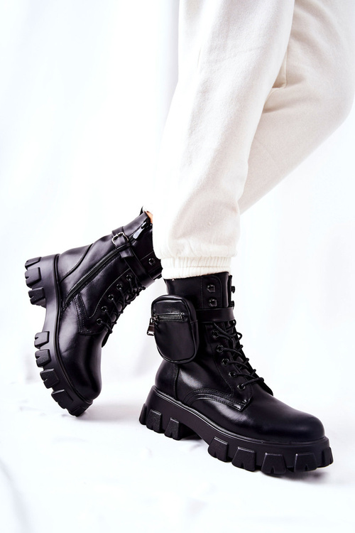 Worker Boots With Pouch On Strap Black Lanstrom