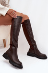 Slip-on women's boots made of eco leather chocolate Sylvina