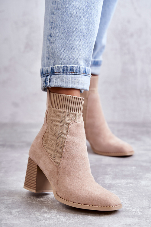 Women's Suede Boots With a Sock Beige Montes