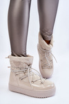 Women's Fashionable Lace-up Snow Boots Light beige Carrios