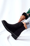 Suede Slipper Boots with Pearls Black Jilanna