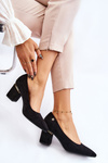Classic Suede High Heel Pumps With Embellishments Black Derren 