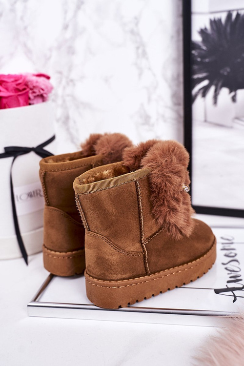 Children's Snow Boots Insulated With Fur Suede Camel Amelia