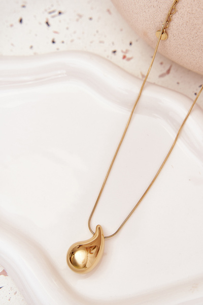 Naszyjnik Damski Na Żmijce Łezka Złoty