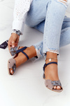 Leather Sandals On A Block Heel Maciejka 04120-43 Beige-Navy