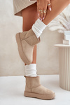 Women's Snow Boots On Platform Made Of Eco Suede Beige Atteria