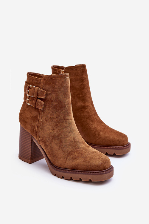 Suede Heeled Boots Brown Makeline