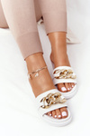 Slippers On The Platform With A Chain White Vacation