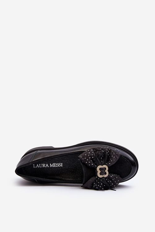 Women's Patent Loafers With Bow Laura Messi 2786 Black