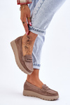 Suede Platform Loafers Dark beige Milana