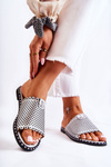 Women's openwork slippers with ornament silver Terrys 