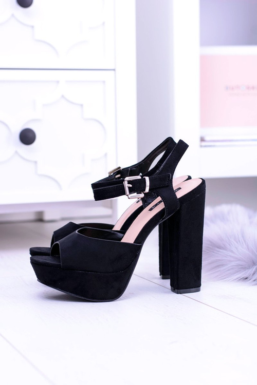 Black High Suede Stiletto Sandals Gertigo