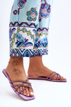 Women's Strappy Sandals with Diamantes Purple Leomi