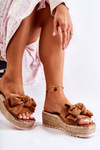 Women's Slippers On A Wedge With A Bow Brown Tayla