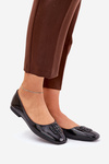 Lacquered Elegant Women's Ballet Flats With Decorative Detail Black Vinceza 17377