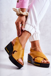 Women's Sandals With Velcro Yellow Amaze