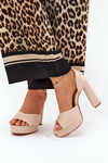 Womens Sandals On A Heel And Platform Eco Leather Beige Lomman
