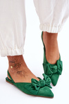 Women's Slip-On Ballerinas With Bow Green Nadine
