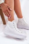 Trampki Damskie Materiałowe Wysokie Białe Lee Cooper LCW-25-31-3461L