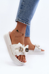 Women's Flip Flops with Bow and Teddy Bear White Katterina