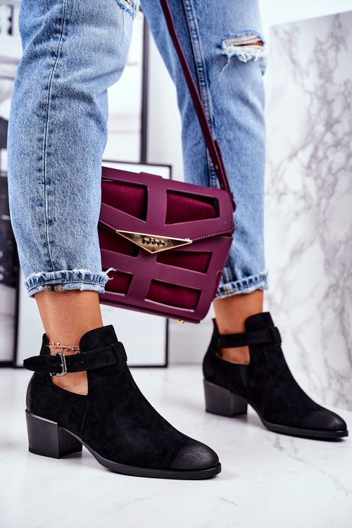 Women’s Boots On Heel With Cutouts Black Sicily