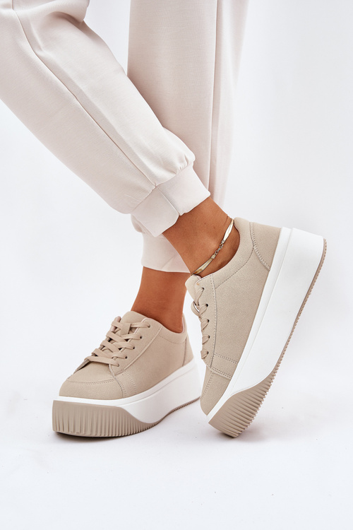 Sneakers On Massive Platform Smooth Beige Tirvanis