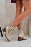 Perforated Ankle Boots With Block Heel Gold Nurissa