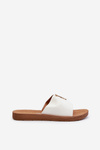 Women's flat sole sandals with eco leather decoration white Makia