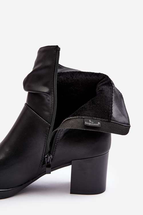 Women's Pleated Boots On Heel Black Liriam