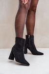 Ankle Boots With Pointed Toes On A Heel Eco Suede Black Artolla
