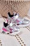 Children's Sports Shoes With Velcro Silver Be Happy