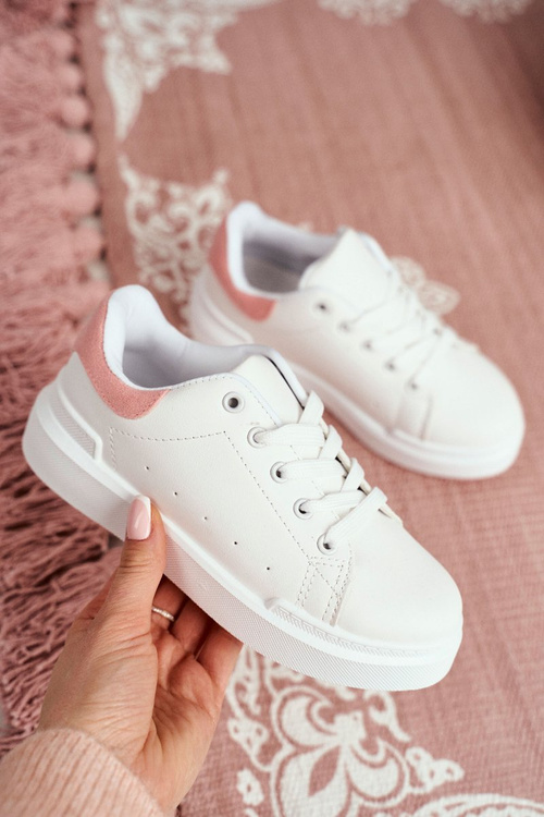 Dziecięce Sportowe Buty Sneakersy Biało-Różowe Bilbo
