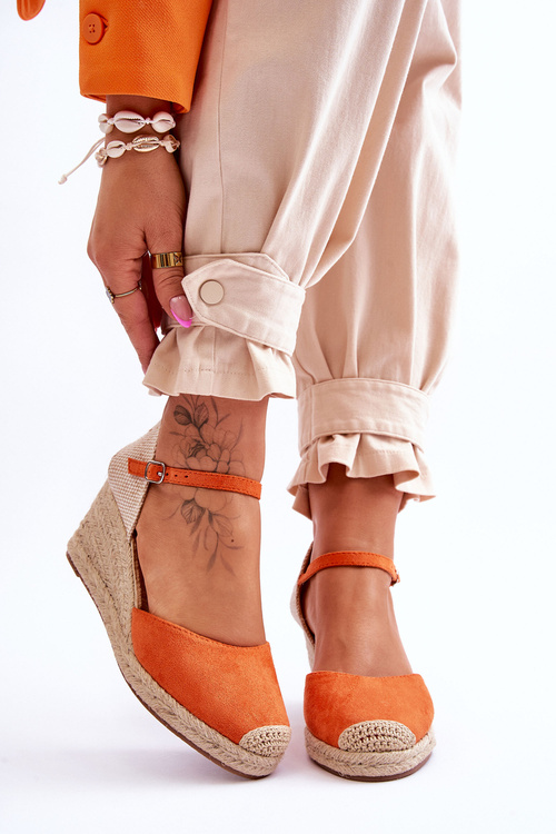 Suede Espadrilles Wedge Sandals Orange Cammer 