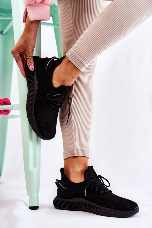 Sportowe Buty Damskie Materiałowe Czarne Lenney