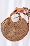 Braided Round Bag BRUNO ROSSI Camel