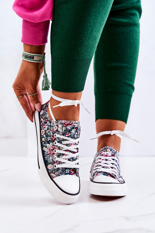 Low Sneakers With Green Flowers Desiree
