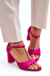 Women's Suede Sandals On Heel Fuchsia Florines