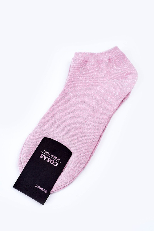 Double Pack Women's Ankle Socks With Silver Thread COSAS Pink