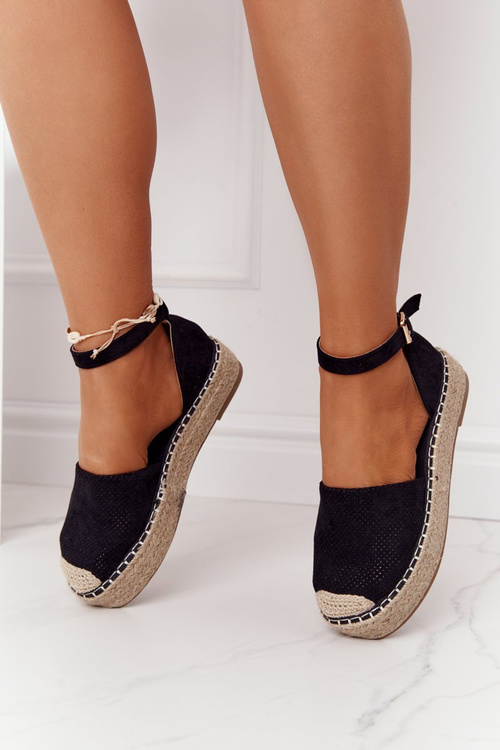 Espadrilles On A Straw Platform Black Bali