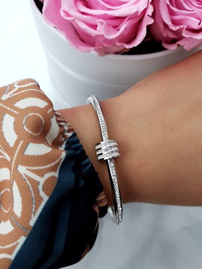 Women's Steel Bracelet With Zircons Silver Ferni