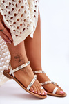 Women's Sandals With Decorative Shells White and beige Verdem