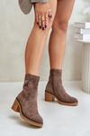 Warm Women's Heeled Ankle Boots Brown Vailia