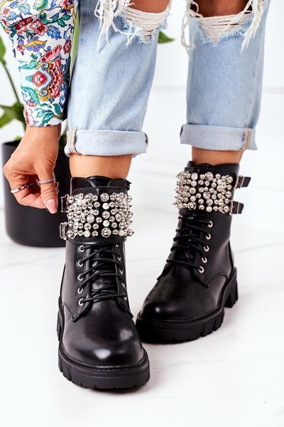 Insulated Boots With Pearls Black Now Or Never