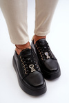 Women's Black Leather Platform Sneakers by Vinceza 66700
