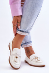 Classic Fringed Leather Loafers White Camis