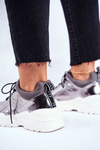 Skórzane Sportowe Buty Sneakersy GOE GG2N3040 Srebrne