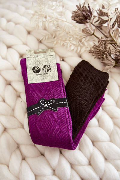 Women's 2-Pack Knee-High Socks Fuchsia-Brown