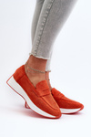 Women's Platform Loafers in Orange Eco Suede Inesqua