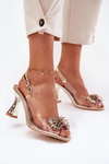 Transparent Heels With Crystals Vinceza 70116 Gold