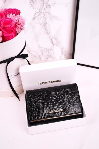 Large Leather Women's Wallet GREGORIO Shiny Black